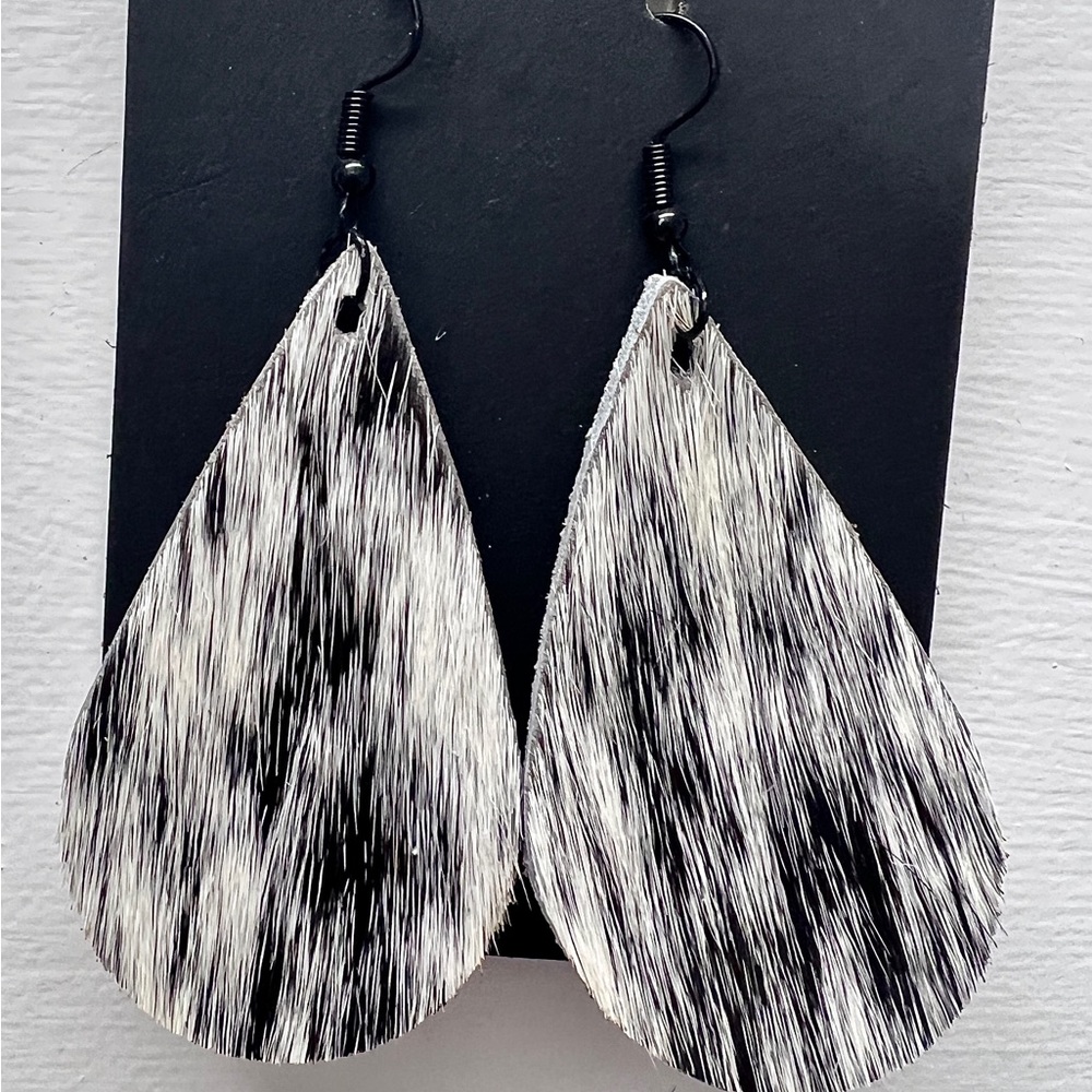 western earrings, genuine cowhide, christmas gift teen girl, teardrop dangle